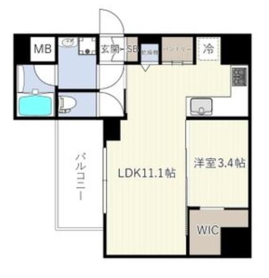エスリードレジデンス ザ・グラン南堀江(1LDK/10階)の間取り写真