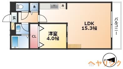 アピア天塚(1LDK/2階)の間取り写真