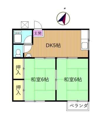 片野コーポ(2DK/2階)の間取り写真