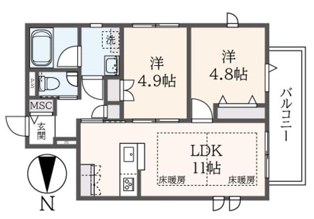 アビテ明大前(2LDK/3階)の間取り写真