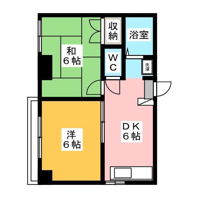 朋會マンション(2DK/3階)の間取り写真