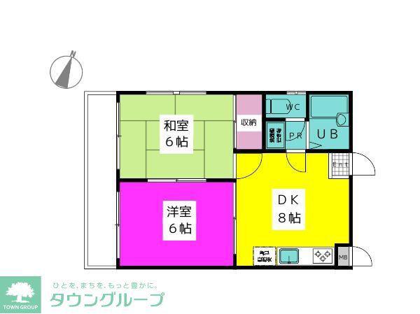サンコート小川(2DK/3階)の間取り写真