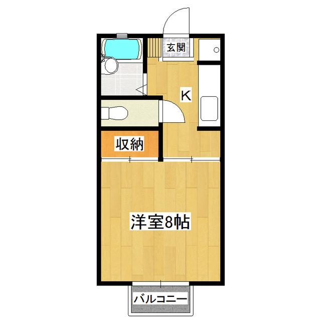 セントラル渡辺II(1K/1階)の間取り写真