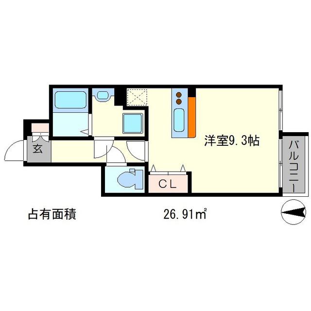 EXCEED北白川(ワンルーム/2階)の間取り写真