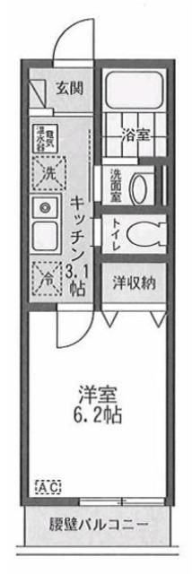 ティルタ南住吉(1K/2階)の間取り写真