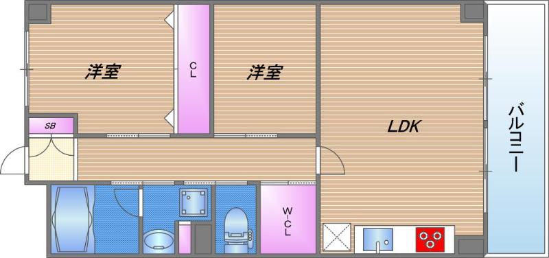 深江橋内外ハイツ(2LDK/5階)の間取り写真