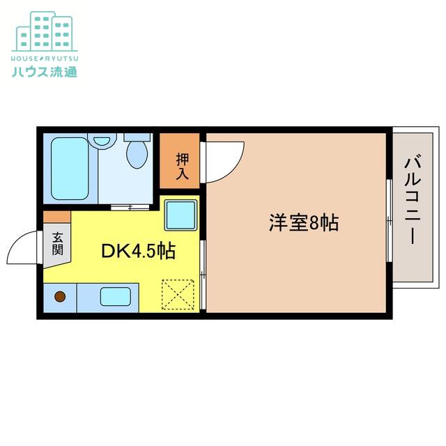 ピュア西新D(1DK/2階)の間取り写真
