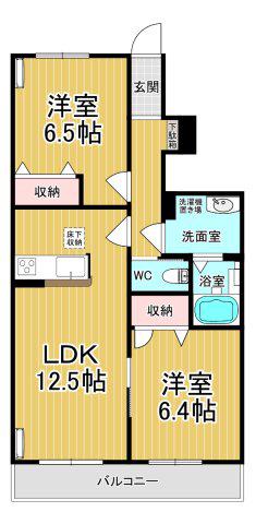 ヴィコロ弐番館(2LDK/1階)の間取り写真