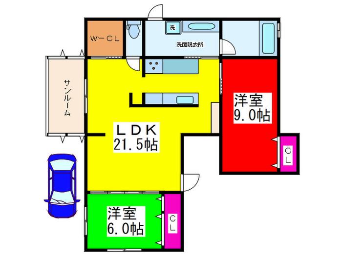 ザ・ギャラリー泉佐野II(2LDK/1階)の間取り写真