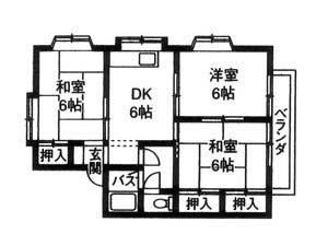 ガーデンハウスA(3DK/1階)の間取り写真