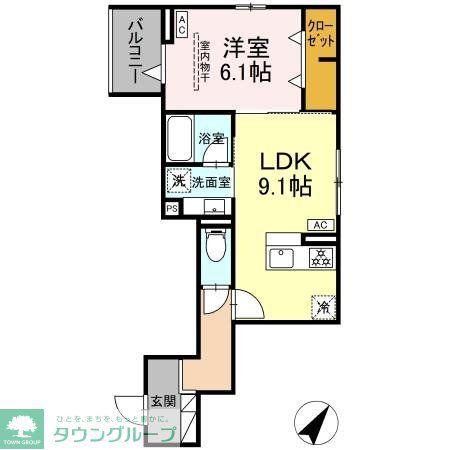 セレスティア綾瀬(1LDK/3階)の間取り写真