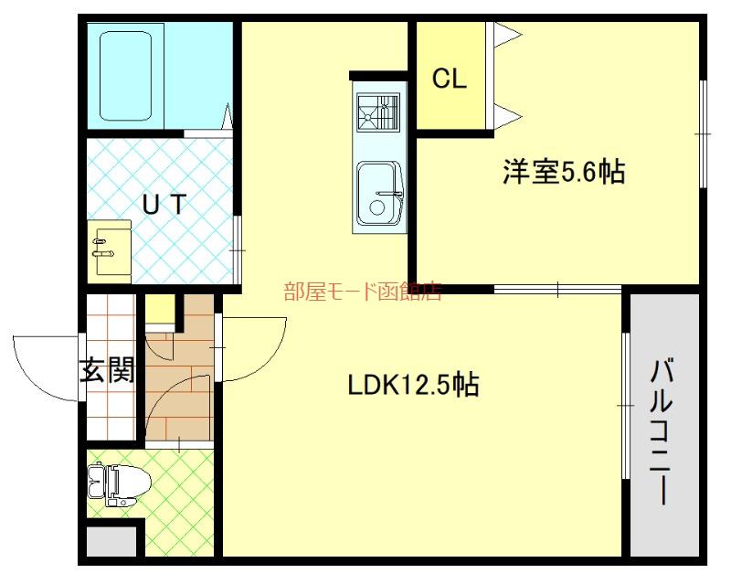 グルーヴコート桔梗(1LDK/4階)の間取り写真