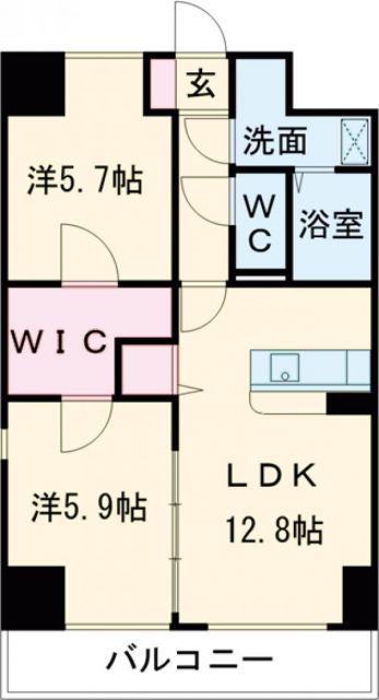 アグレアーブル(2LDK/2階)の間取り写真