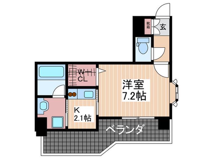ルービンス十日市(1K/2階)の間取り写真