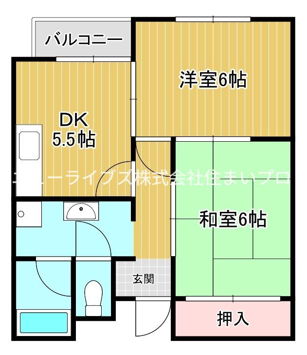 ハイツ三和(2DK/3階)の間取り写真