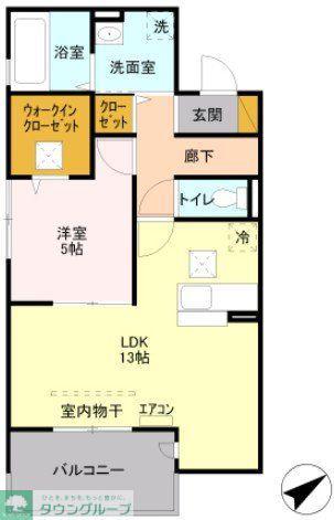 スカイパークYASHIO(1LDK/1階)の間取り写真