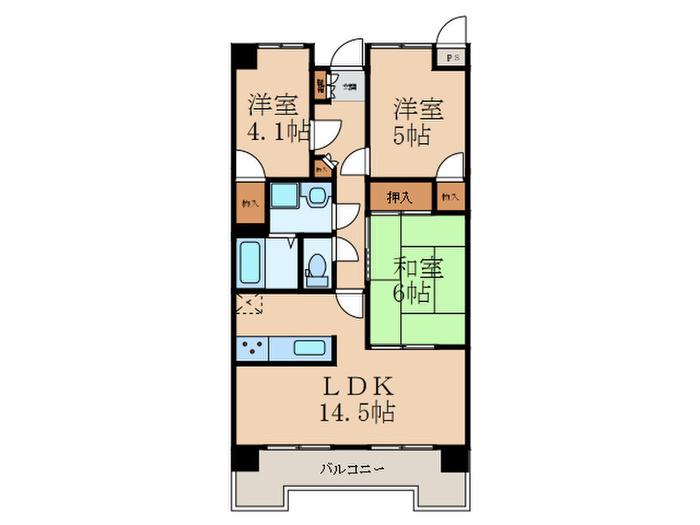グランドハイツ津田新町(3LDK/1階)の間取り写真