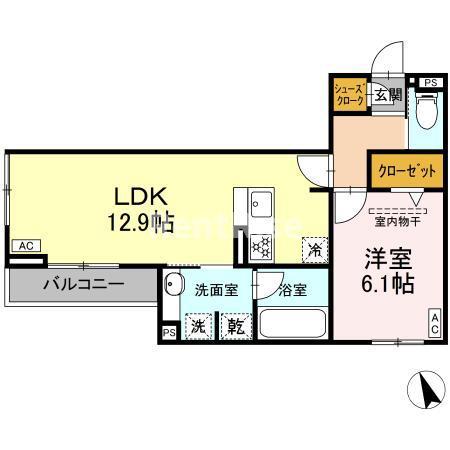 グラン ミリュウ(1LDK/3階)の間取り写真