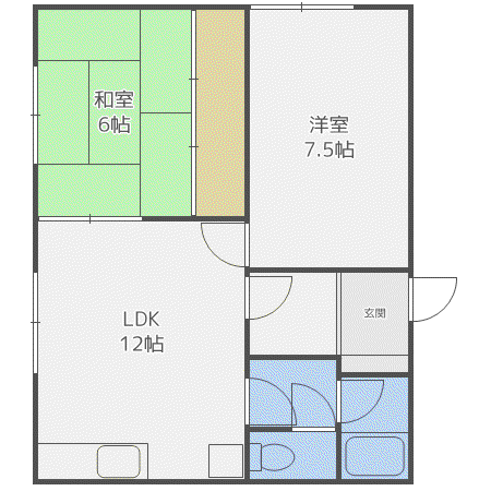 はまなすマンション(2LDK/1階)の間取り写真