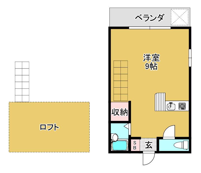 コンフォート岡(ワンルーム/2階)の間取り写真