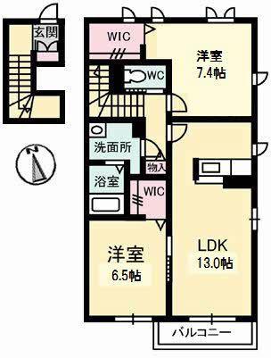 すまいる倶楽部(2LDK/2階)の間取り写真