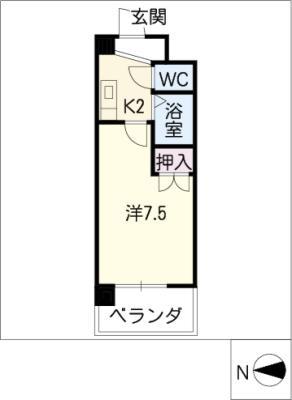 レジデンスフクザワII(1K/2階)の間取り写真