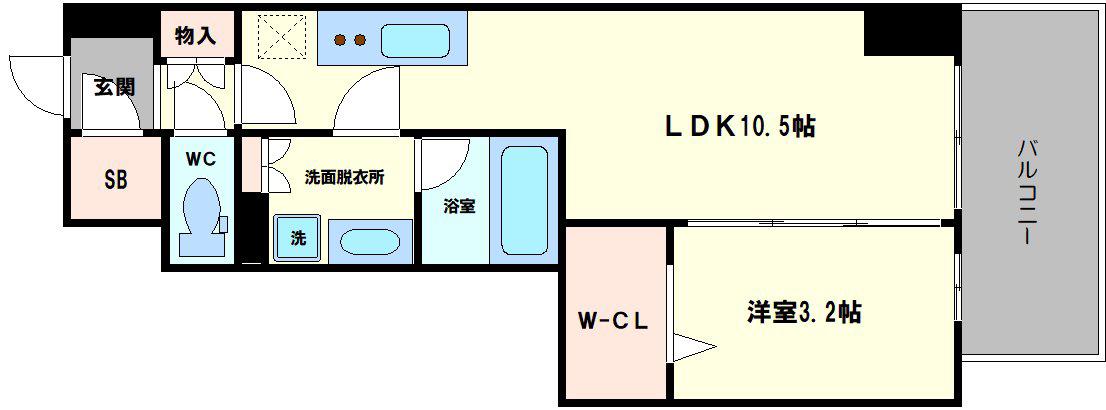 クロスレジデンス阿波座(1LDK/10階)の間取り写真