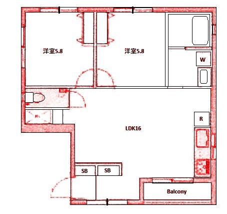 MASTERS伊勢佐町(2LDK/3階)の間取り写真