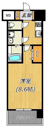 スプランディッドI(1K/11階)の間取り写真