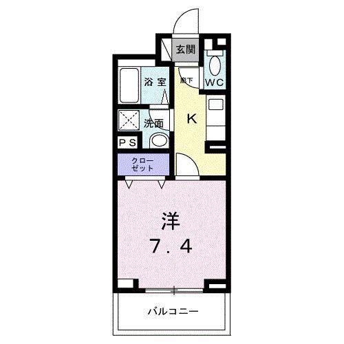 中宮町マンション(1K/4階)の間取り写真