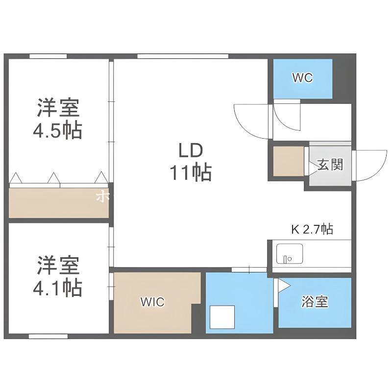 プログレス元町II(2LDK/2階)の間取り写真