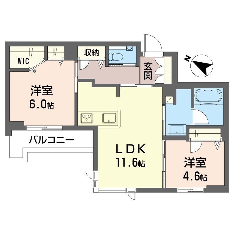 ロゼ アーブル(2LDK/1階)の間取り写真
