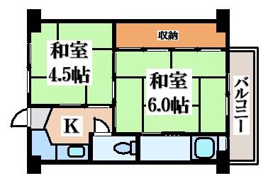 ビレッジハウス久保(2K/3階)の間取り写真