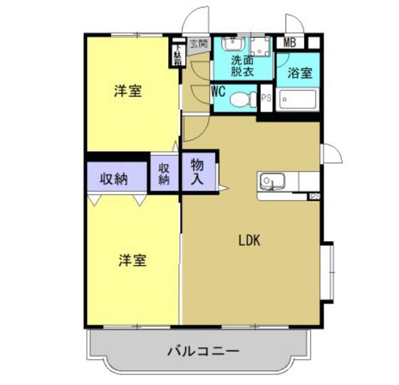 グランメールK(2LDK/3階)の間取り写真