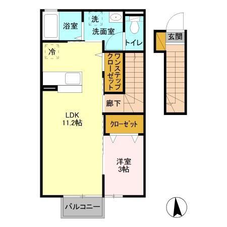 きらら 七番館(1LDK/2階)の間取り写真