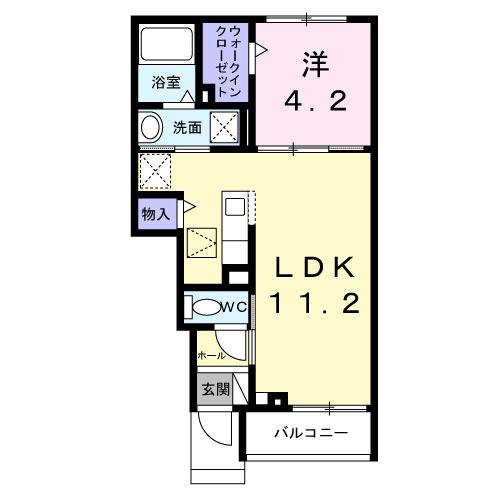 リッカンス ヘム 一番町(1LDK/1階)の間取り写真