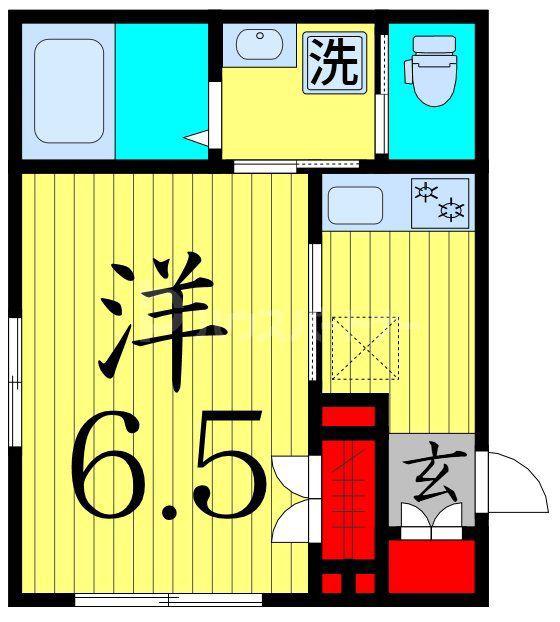 ヘーベルメゾン北綾瀬(1K/1階)の間取り写真