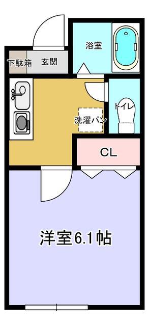 リーズ桜ヶ丘(1K/1階)の間取り写真