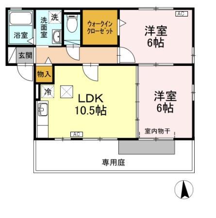 ポラリス Y・S A棟(2LDK/1階)の間取り写真
