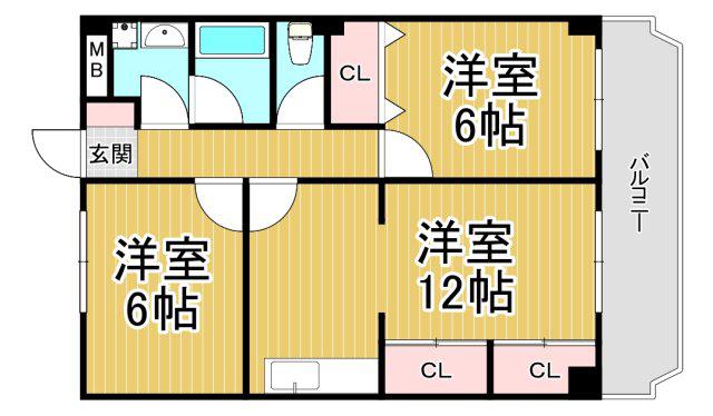 アーバンステージ(2LDK/2階)の間取り写真