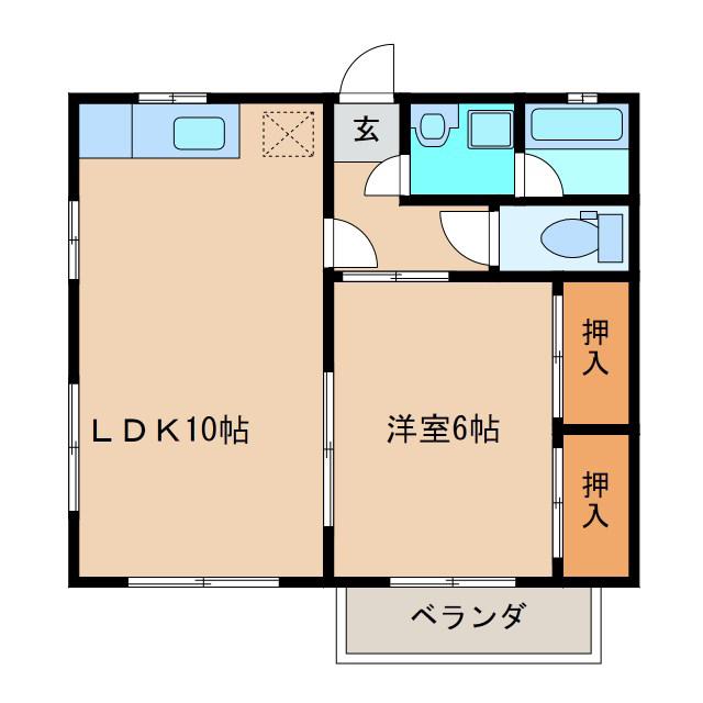 虹のある街B(1LDK/1階)の間取り写真