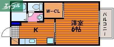 ネストII(1K/2階)の間取り写真