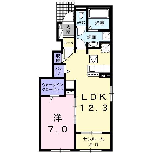 イリーデ吉長(1LDK/1階)の間取り写真