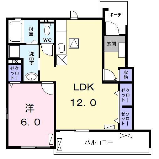 パルミエーレ(1LDK/1階)の間取り写真