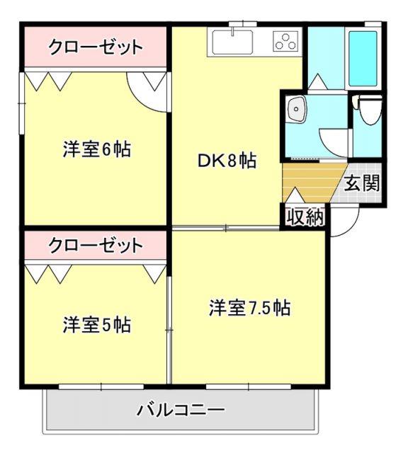 ディアージュ(3DK/1階)の間取り写真