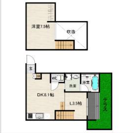 DREAMSTAGE大橋LENNON(1LDK/1階)の間取り写真