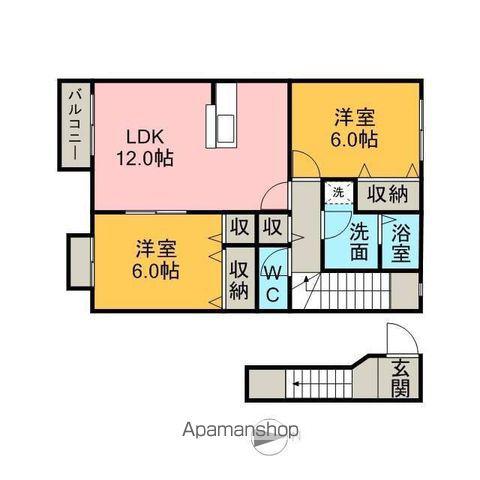 ロヴェストI(2LDK/2階)の間取り写真