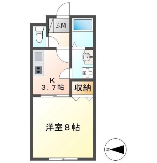 アムールSAE(1K/2階)の間取り写真