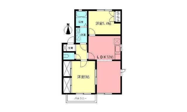 エスポワールβ(2LDK/2階)の間取り写真