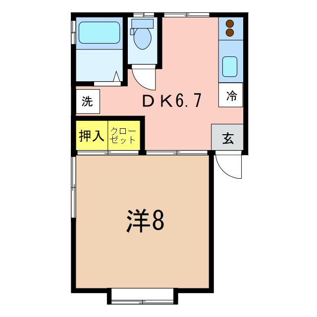 ハイツトラッドII(1DK/1階)の間取り写真
